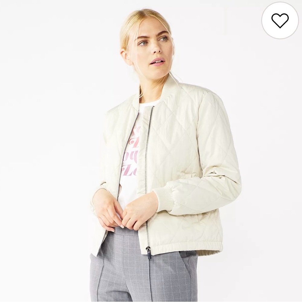 Nine West Women's Light Cream Bomber Jacket